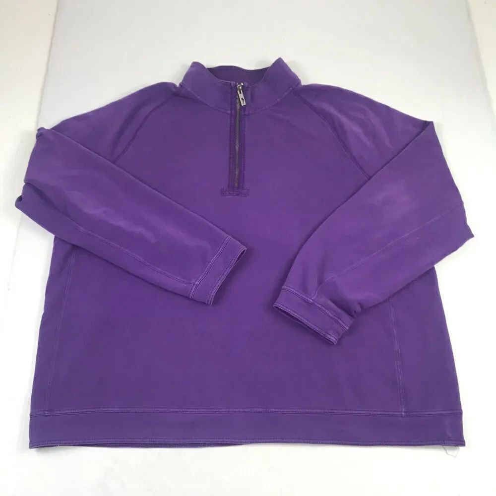 Tommy Bahama Mens 1/2 Zip Sweater FADED Purple Long Sleeve Pullover Large